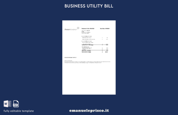 stile verificato Modello di pagina della bolletta aziendale USA Ambit Energy